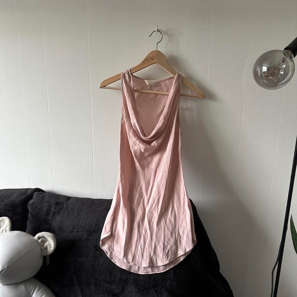 Michael Kors Dusty Pink Drape-Back Tank Top